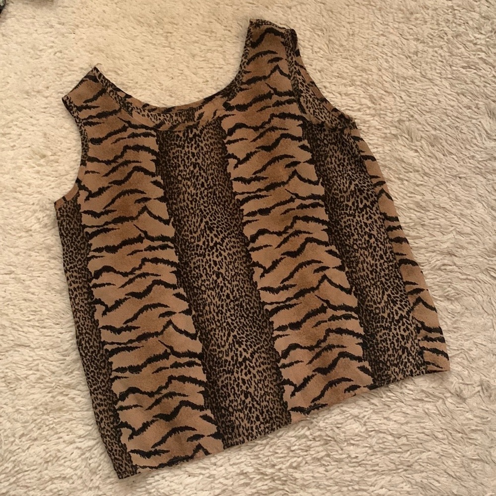 VINTAGE Brown Black Tiger Print Tank Top